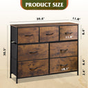 WLIVE 7 Drawer Dresser TV Stand - Rustic Brown Wood Grain Print