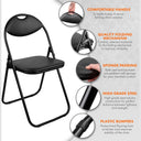 Nyxi Folding Padded Chairs | Set of 4 Black Faux Leather