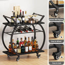 LVB Rolling Bar Cart with Storage Shelves and Wine Rack