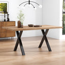 Merax Wooden Rectangular Dining Table Oak + Black