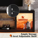 WLIVE Modern Storage LED TV Stand with Glass Shelves