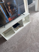 WLIVE Modern LED TV Stand with Glass Shelves