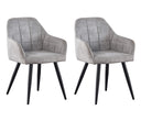 MCC Direct 2x Faux Matte Suede Leather Dining Chairs in Light Grey