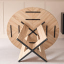 HJhomeheart Round Dining Table, Rustic Style, for 4-6 People