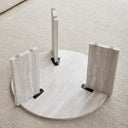 JZGORC Set of 2 White Imitation Travertine Coffee Tables - 70cm and 50cm