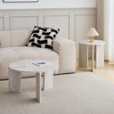 JZGORC Set of 2 White Imitation Travertine Coffee Tables
