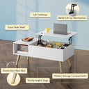 WLIVE Lift Top Coffee Table with Storage - White