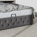 HAINEW Chesterfield Style Upholstered Bed with Hydraulic Storage