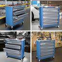 LARBANKE 5-Drawer Rolling Tool Chest with Stainless Steel Worktop - rolling