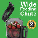 Hamilton Beach Slow Juicer with 130mm Wide Feeding Chute, Durable Auger, Auto-Residue Separation, Reverse Function, 250W Motor