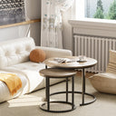 aboxoo Nesting Side Round Coffee Table Set with Metal Frame