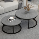 ZXFDMSWJ Round Nesting Coffee Table Set of 2 Marble Steel