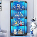 BROTTAR Lighted Corner Display Cabinet with Glass Doors - Black
