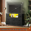 WLIVE Black Dresser TV Stand with LED Lights and Charging Station