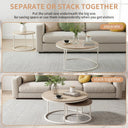 buybyroom Round Coffee Table Set of 2 - Light Oak Nesting Tables