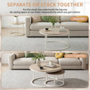 buybyroom Round Coffee Table Set, Light Oak, Modern Style