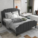 Dalred Grey Upholstered Bed Frame with Velvet Padding