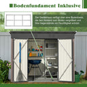 Metal Garden Shed with Sloped Roof and Tool Storage Cabinet
