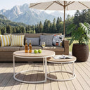buybyroom Round Coffee Table Set of 2 - Light Oak Nesting Tables