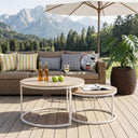 buybyroom Round Coffee Table Set, Light Oak, Modern Style