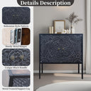 Growsun Vintage Carved Storage Cabinet - Handcrafted Wood Accent Cabinet