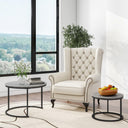 HOJINLINERO Modern Round Coffee Table Set of 2