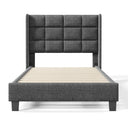 Merax Grey Upholstered Bed with Slatted Base