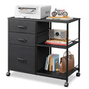 Devaise 3 drawer mobile file cabinet with open storage shelf and rolling printer stand