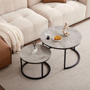 JZGORC Round Coffee Table with Grey Marble and Metal Legs