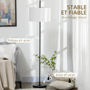 HOMCOM Modern Black Metal Floor Lamp - Black Metal