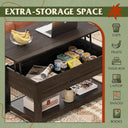 WLIVE Lift Top Coffee Table with Hidden Compartment - Espresso