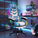 ALFORDSON Racing Gaming Chair in blue with 12-color LED lighting and massage features