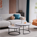HJhomeheart Nesting Round Coffee Tables Set - White+Black