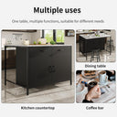 Azkoeesy High Table with 2 Drawers and Doors - Black