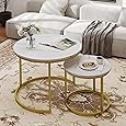 Aboxoo Nesting Coffee Table Set - White and Gold Frame