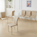 AINPECCA Modern Beige Faux Leather Dining Chairs Set of 6