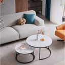 HJhomeheart Nesting Round Coffee Tables Set - White+Black