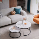 HJhomeheart Round Nesting Coffee Tables Set, White and Black