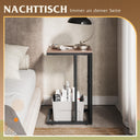 WLIVE C-Shape Side Table with Metal Frame, Brown