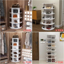 PTUWODS 7 Tier Rotating Shoe Cabinet - White PVC