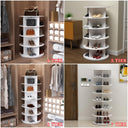 PTUWODS 7 Tier Rotating Shoe Cabinet in White