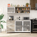 DEZAGCE Industrial Kitchen Sideboard with 3 doors, 3 drawers, and 2 shelves in oak color