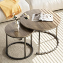 Aboxoo Round Nesting Side Tables - Oak Finish