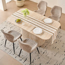 HJhomeheart Modern Rectangular Dining Table with Yellow Travertine Top