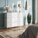 WLIVE 7 Drawer Dresser TV Stand with Sturdy Steel Frame
