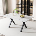 Generisch Modern Minimalist Dining Table White & Black Marble