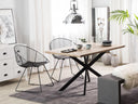 Beliani Spectra Dining Table - Light Wood Effect with Black Legs