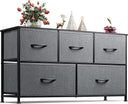 WLIVE 5-Drawer Fabric Dresser - Dark Grey