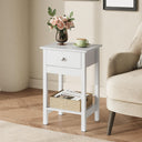WLIVE Modern Wooden Bedside Table with Drawer and Shelf