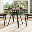 ZKLOEP Round Dining Table - Walnut and Black Metal Legs